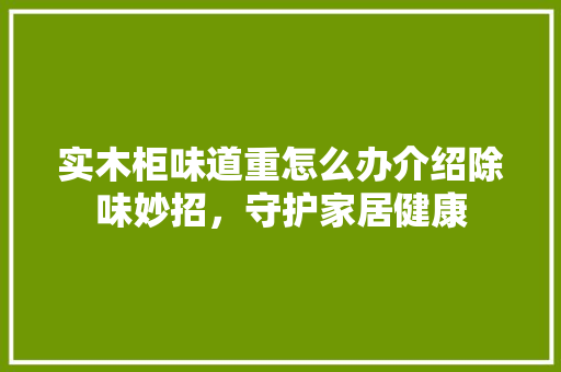 实木柜味道重怎么办介绍除味妙招，守护家居健康 现代风格装饰
