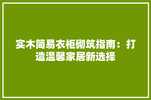 实木简易衣柜砌筑指南：打造温馨家居新选择 现代风格装饰