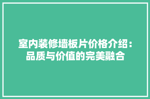 室内装修墙板片价格介绍：品质与价值的完美融合 现代风格装饰