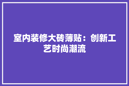 室内装修大砖薄贴：创新工艺时尚潮流 现代风格装饰