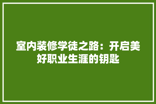 室内装修学徒之路：开启美好职业生涯的钥匙 现代风格装饰