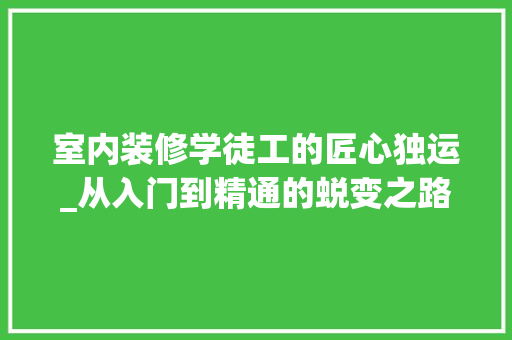 室内装修学徒工的匠心独运_从入门到精通的蜕变之路 现代风格装饰