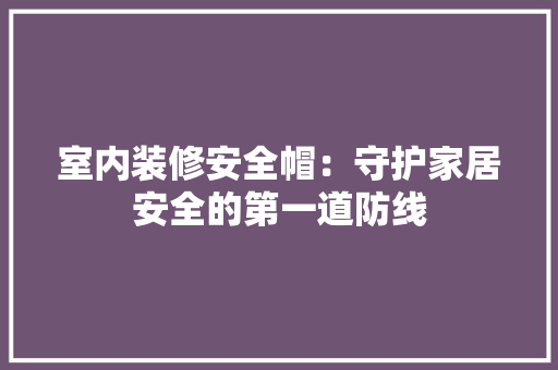 室内装修安全帽：守护家居安全的第一道防线 现代风格装饰