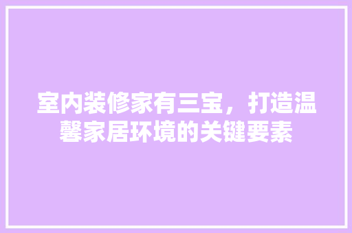 室内装修家有三宝，打造温馨家居环境的关键要素 现代风格装饰