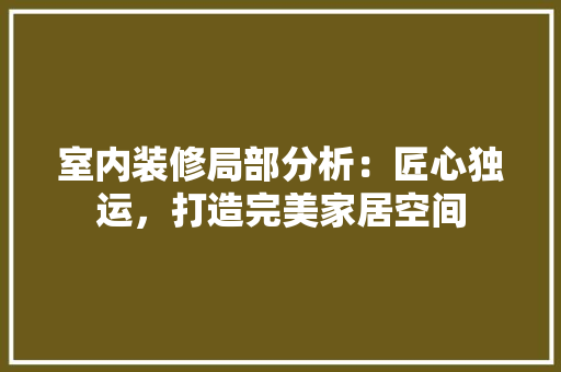 室内装修局部分析：匠心独运，打造完美家居空间