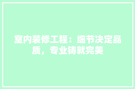 室内装修工程：细节决定品质，专业铸就完美 现代风格装饰