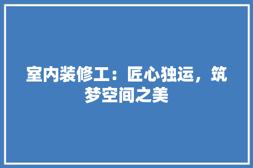 室内装修工：匠心独运，筑梦空间之美 现代风格装饰