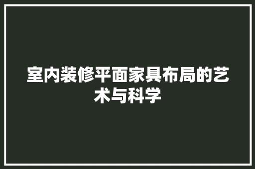 室内装修平面家具布局的艺术与科学 现代风格装饰