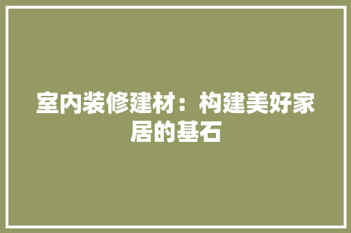 室内装修建材：构建美好家居的基石 现代风格装饰