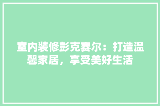 室内装修彭克赛尔：打造温馨家居，享受美好生活 现代风格装饰