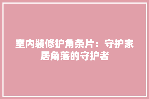 室内装修护角条片：守护家居角落的守护者 现代风格装饰