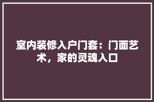 室内装修入户门套：门面艺术，家的灵魂入口 现代风格装饰