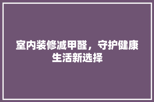 室内装修减甲醛，守护健康生活新选择 现代风格装饰