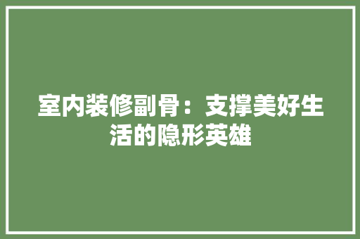 室内装修副骨：支撑美好生活的隐形英雄 现代风格装饰