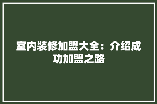 室内装修加盟大全：介绍成功加盟之路 现代风格装饰