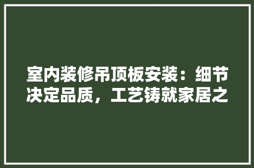 室内装修吊顶板安装：细节决定品质，工艺铸就家居之美 现代风格装饰