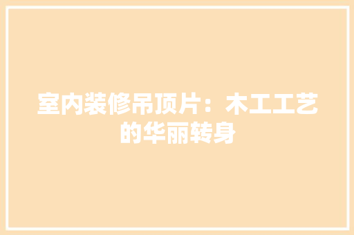 室内装修吊顶片：木工工艺的华丽转身 现代风格装饰