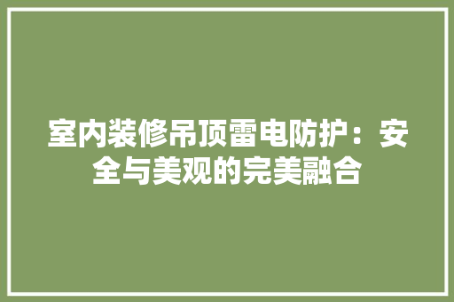 室内装修吊顶雷电防护：安全与美观的完美融合 现代风格装饰