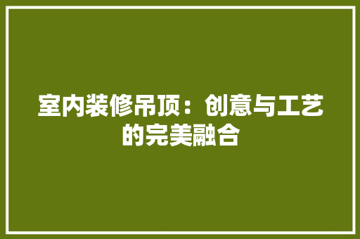 室内装修吊顶：创意与工艺的完美融合 现代风格装饰