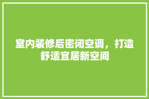 室内装修后密闭空调，打造舒适宜居新空间 现代风格装饰