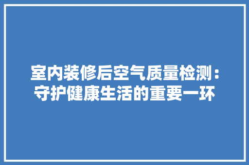 室内装修后空气质量检测：守护健康生活的重要一环 现代风格装饰