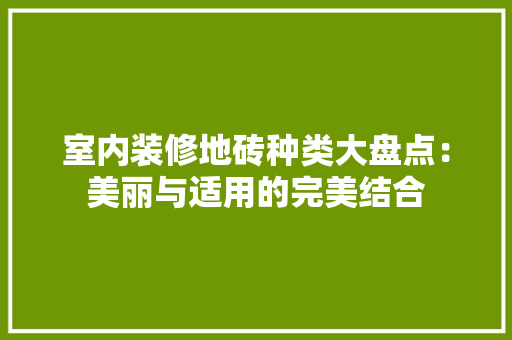 室内装修地砖种类大盘点：美丽与适用的完美结合 现代风格装饰