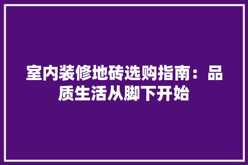 室内装修地砖选购指南：品质生活从脚下开始 现代风格装饰