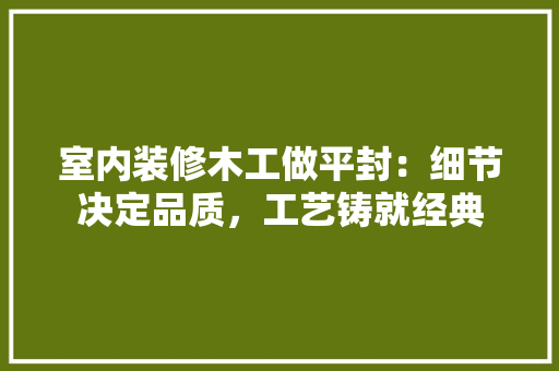 室内装修木工做平封：细节决定品质，工艺铸就经典 现代风格装饰