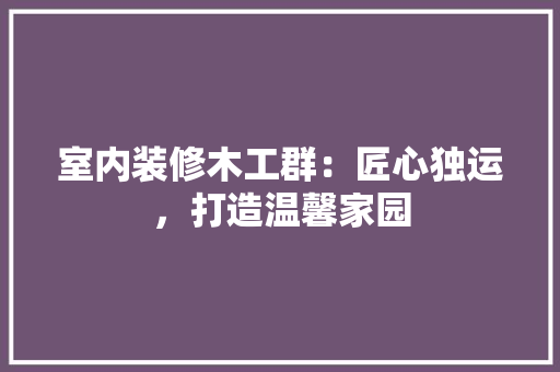 室内装修木工群：匠心独运，打造温馨家园 现代风格装饰