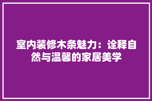 室内装修木条魅力：诠释自然与温馨的家居美学 现代风格装饰