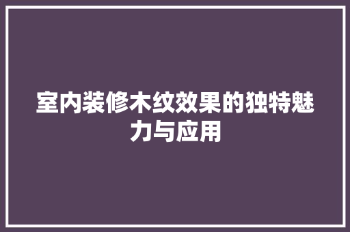室内装修木纹效果的独特魅力与应用 现代风格装饰