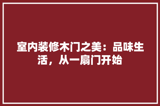 室内装修木门之美：品味生活，从一扇门开始 现代风格装饰