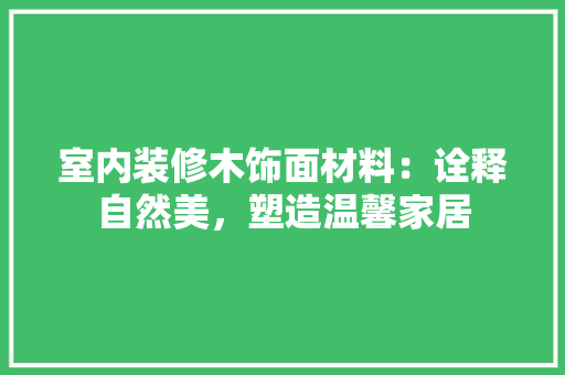 室内装修木饰面材料：诠释自然美，塑造温馨家居 现代风格装饰