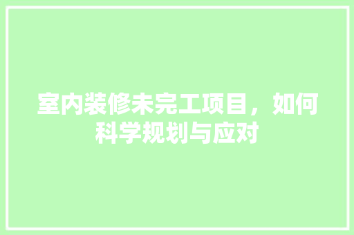 室内装修未完工项目，如何科学规划与应对 现代风格装饰
