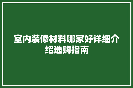 室内装修材料哪家好详细介绍选购指南 现代风格装饰