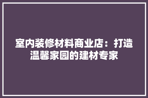 室内装修材料商业店：打造温馨家园的建材专家 现代风格装饰