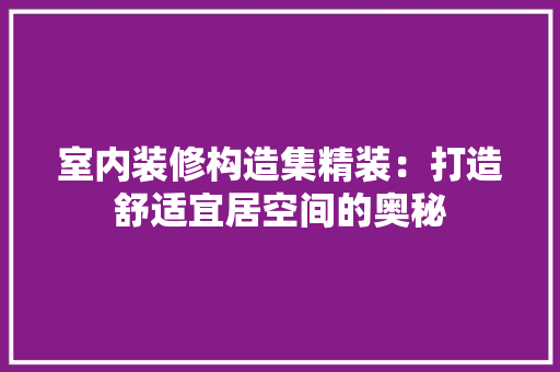 室内装修构造集精装：打造舒适宜居空间的奥秘