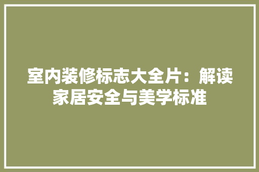 室内装修标志大全片：解读家居安全与美学标准 现代风格装饰
