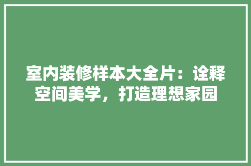 室内装修样本大全片：诠释空间美学，打造理想家园 现代风格装饰