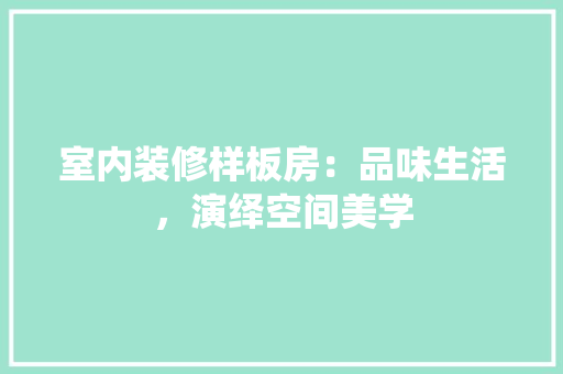 室内装修样板房：品味生活，演绎空间美学 现代风格装饰