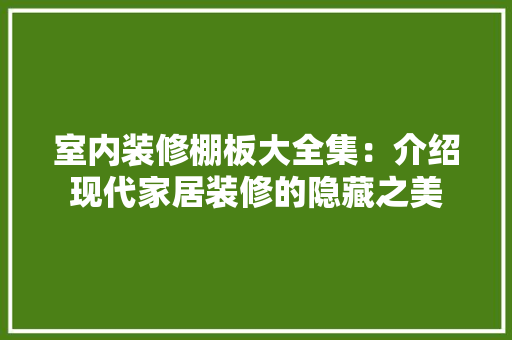 室内装修棚板大全集：介绍现代家居装修的隐藏之美 现代风格装饰