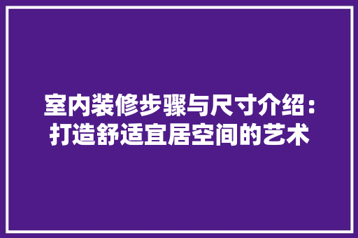 室内装修步骤与尺寸介绍：打造舒适宜居空间的艺术 现代风格装饰