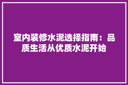 室内装修水泥选择指南：品质生活从优质水泥开始 现代风格装饰