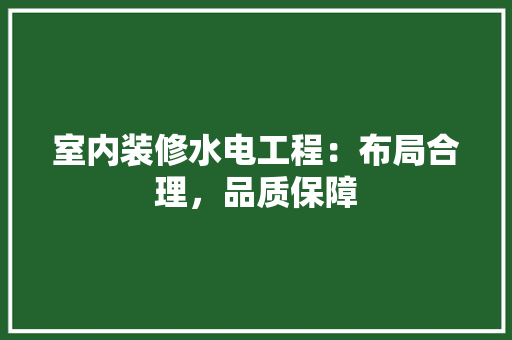室内装修水电工程：布局合理，品质保障 现代风格装饰