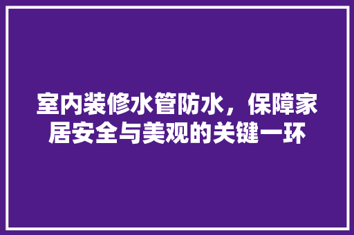 室内装修水管防水，保障家居安全与美观的关键一环 现代风格装饰