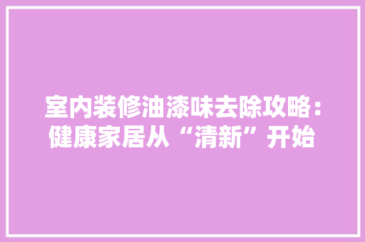 室内装修油漆味去除攻略：健康家居从“清新”开始 现代风格装饰