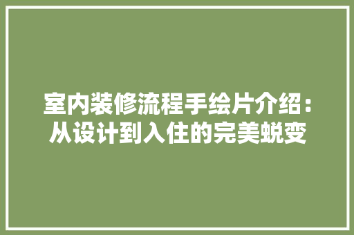 室内装修流程手绘片介绍：从设计到入住的完美蜕变 现代风格装饰
