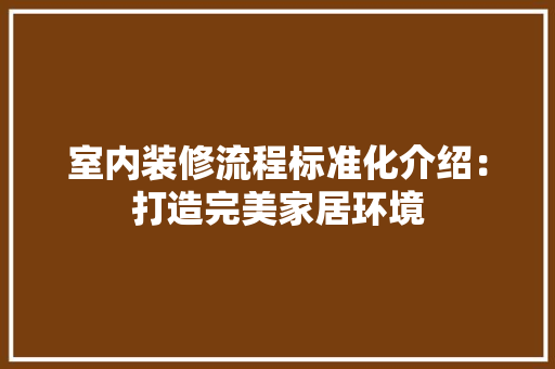 室内装修流程标准化介绍：打造完美家居环境 现代风格装饰