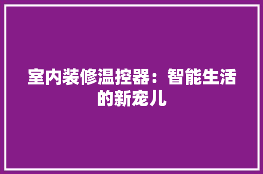 室内装修温控器：智能生活的新宠儿 现代风格装饰