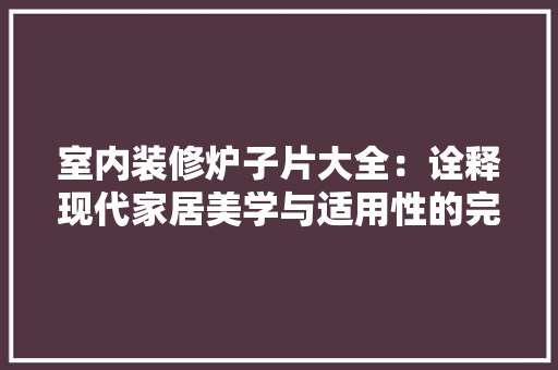 室内装修炉子片大全：诠释现代家居美学与适用性的完美融合